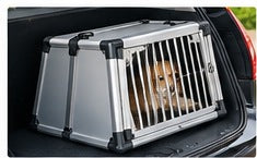 Dog travel crate with secure front door